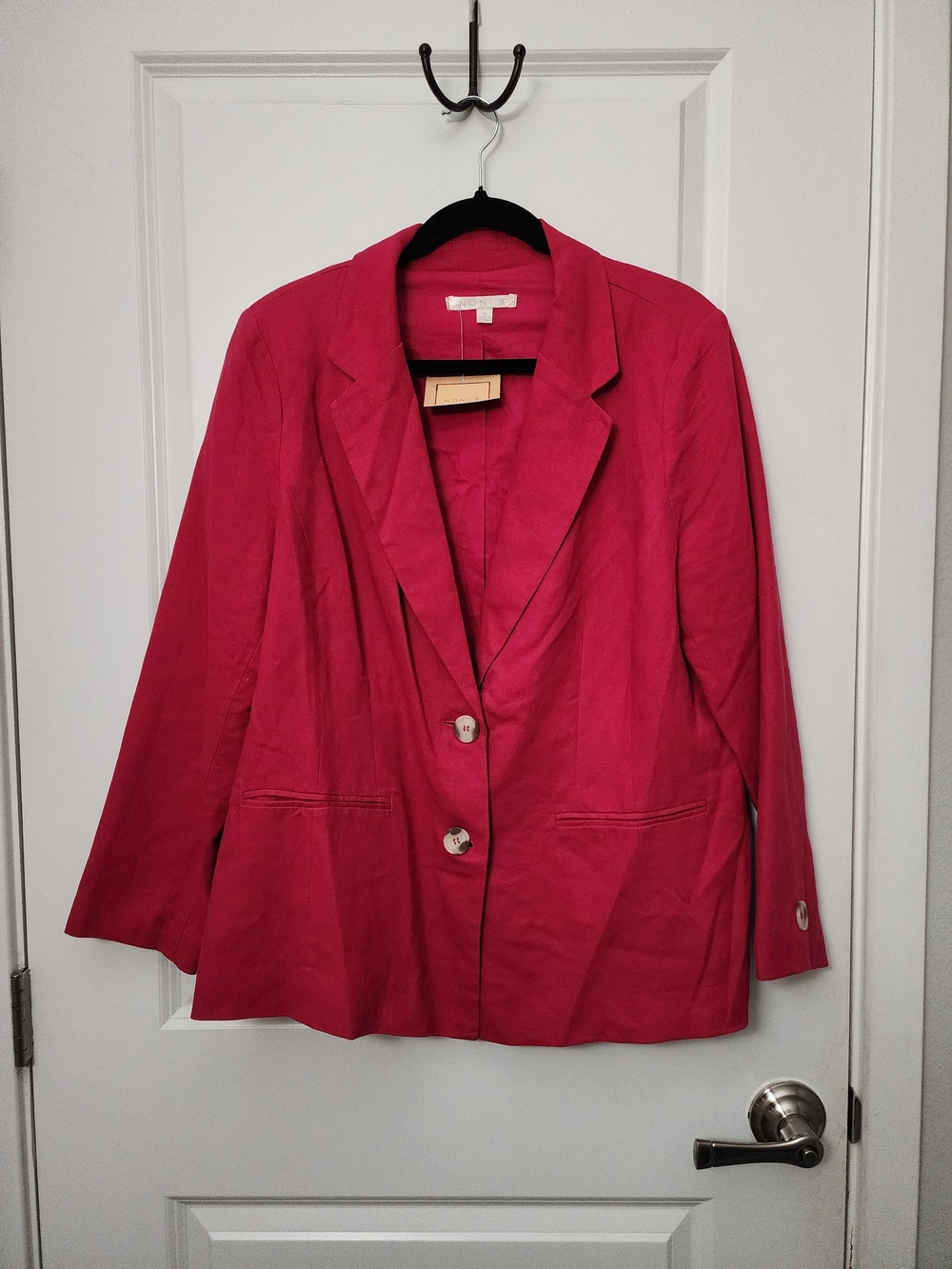Women’s Fuchsia Linen Blend Single-Breasted Blazer